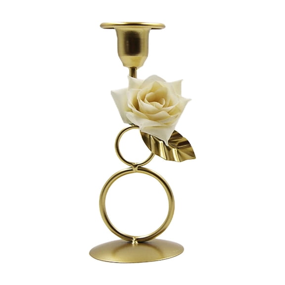 CuiLiyq Candlestick Holders, Christmas Decorations, Christmas Iron Metal Candlestick with Flower Decor, for Candlelight Dinner Holiday Decoration, 6.69 Inch