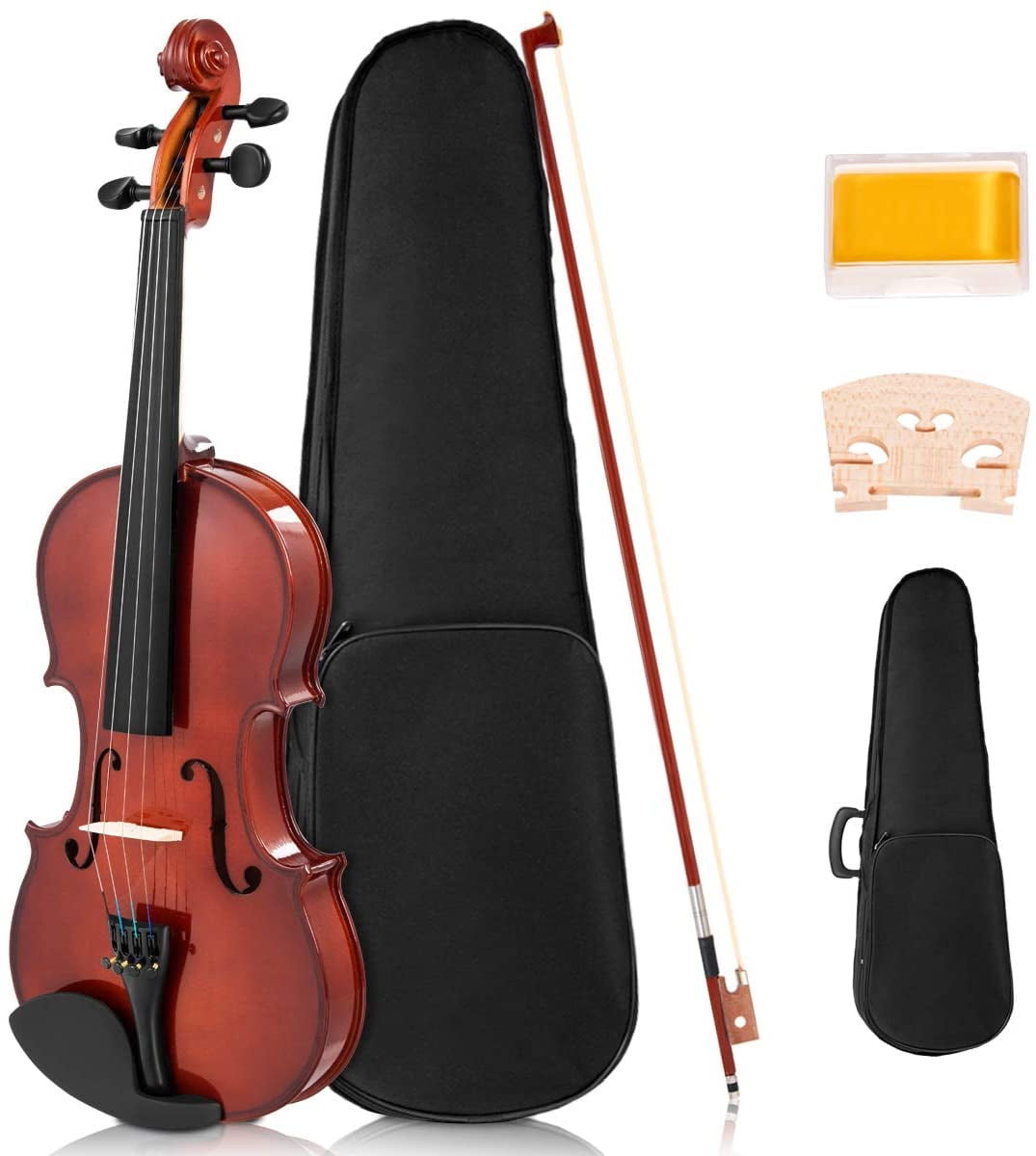 4/4 Full Size Handcrafted Solid Wood Student Acoustic Violin Starter Kits 