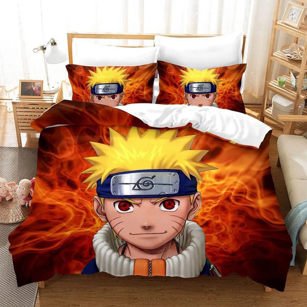 Anime Bedding Sets Twin Duvet Cover 3 Piece Cute Bed Set for Boys Girls Kid with 1 Duvet Cover 2 Pillowcase,Bed Sheets