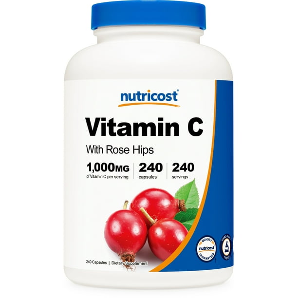 Nutricost Vitamin C with Rose Hips Supplement 1000mg, 240 Capsules