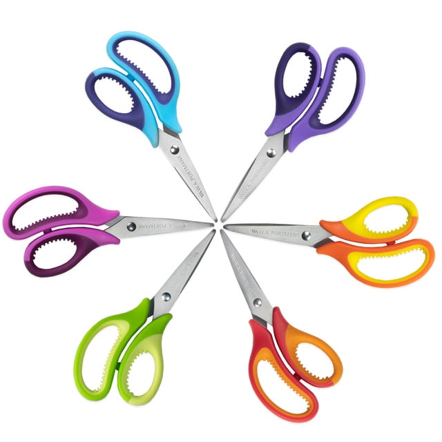 WA Portman Kids Scissors, Pointed Tip, 6 Pack of Scissors