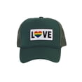 thumbnail image 1 of Gravity Threads LGBTQ+ Love Rainbow Heart Patch Trucker Hat - Forest Green, 1 of 2