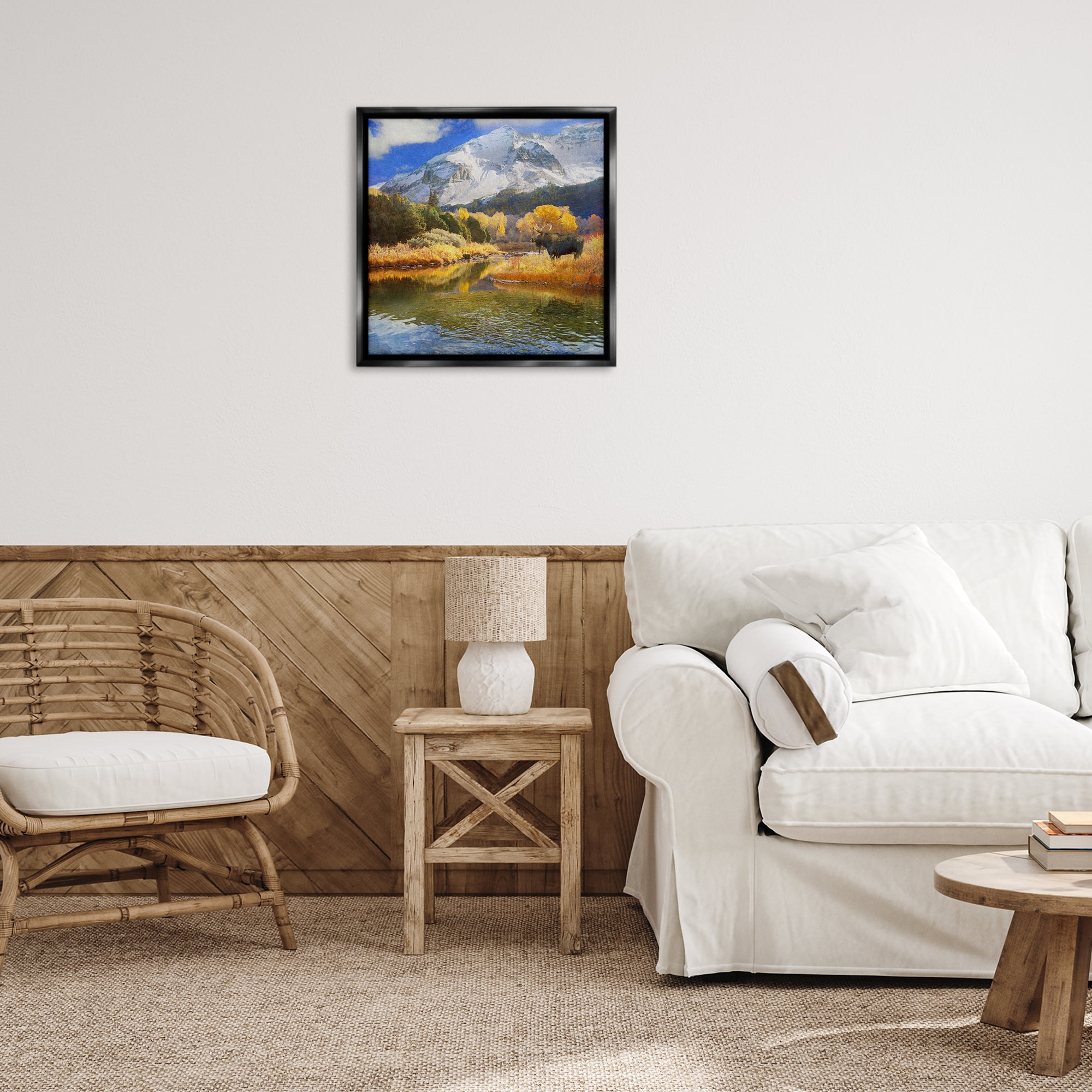 Stupell Industries Moose on Dolores River Landscape & Nature Photography Black Floater Framed Canvas Art Print Wall Art, 25 x 25