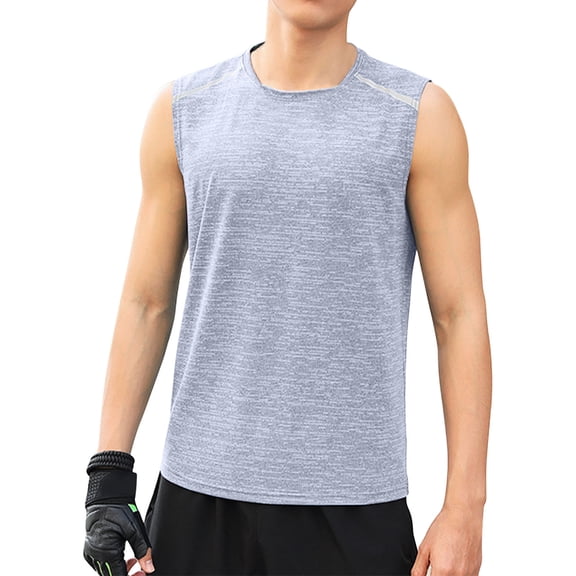 Blczomt Workout Summer Tank Tops for Men Muscle Plain Shirt Shirts Gray Gym Athletic Sleeveless Tank Top