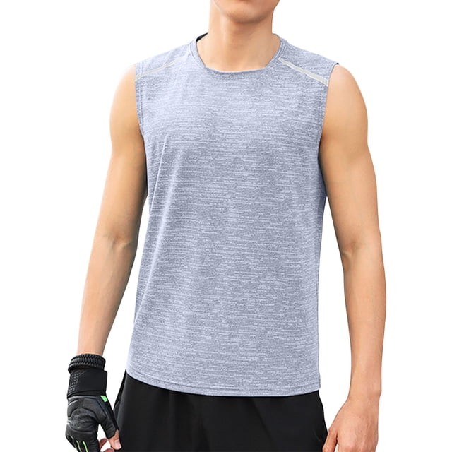 pstuiky Hombres Tanque, Camiseta informal de verano para hombre, de color liso, sin mangas y cuello redondo. Chaleco para hombre xl