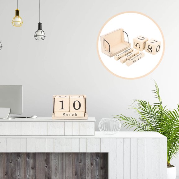 HONITANO Daily Calendar Block Calendar Wood 1 Set Vintage Farmhouse Desktop Decoration