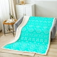 thumbnail image 2 of Turquoise Aztec Fleece Blanket Western Boho Throw Blanket Teal Bohemian Geometric Sherpa Blanket Baby 30"X40" for Kids Adults Exotic Tribal Ethnic Flannel Blanket Rustic Farmhouse Decor, 2 of 6