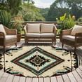 thumbnail image 5 of 7Ft Round Rug, Boho Red Teal Brown Non-Skid Rubber Backing Large Area Rugs - Living Room Bedroom Home Office, Southwestern Vintage Geometric Indoor Floor Mat Carpets Washable Rug, 5 of 9