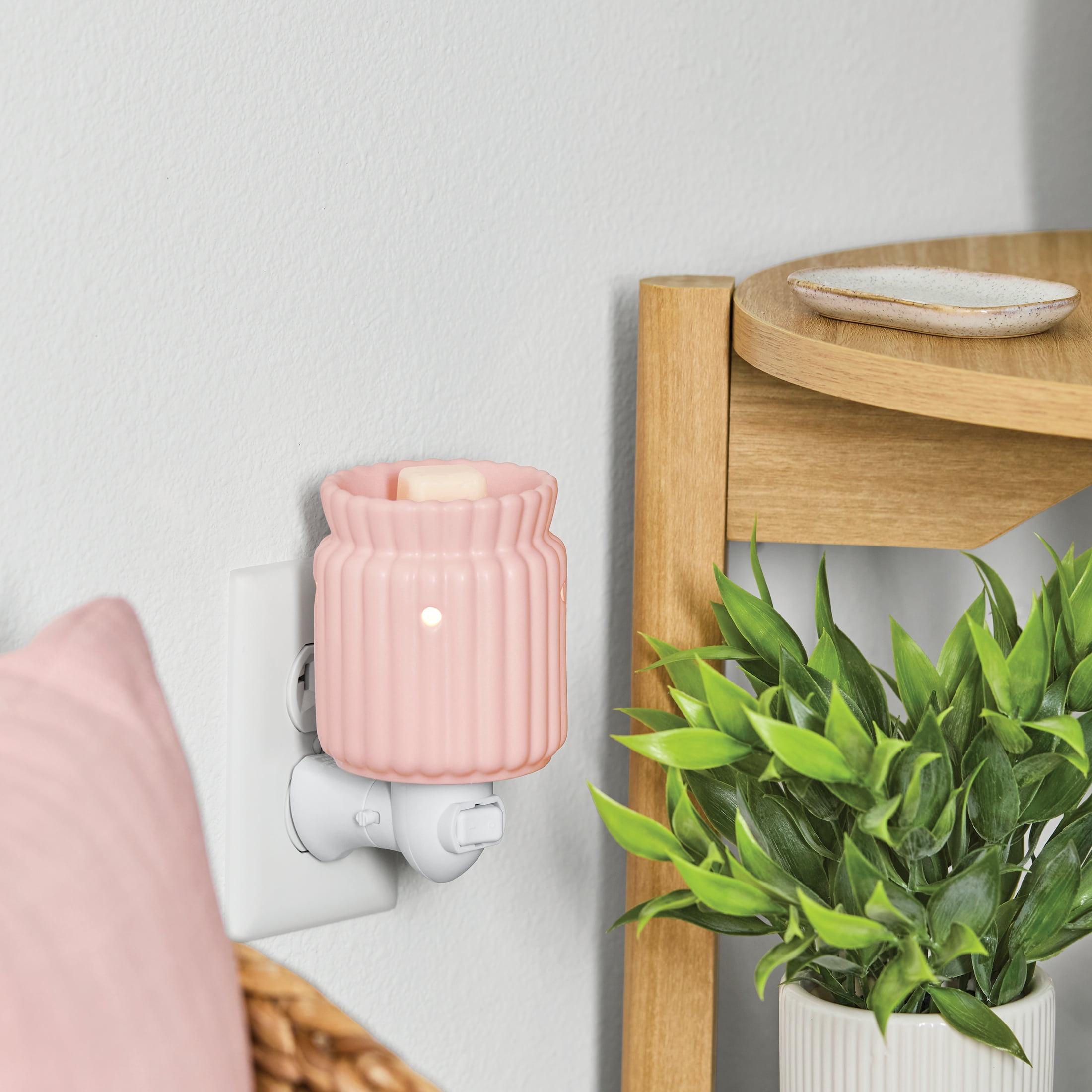 Mainstays Ribbed Ceramic Wax Melt Plug-in Warmer, Pink Blush