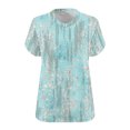thumbnail image 4 of Qiopertar Plus Size V-Neck T-Shirts for Women Casual Summer Short Sleeve Solid Color Printing Basic Comfy Loose Fit Tops, Light Blue 3XL, 4 of 4