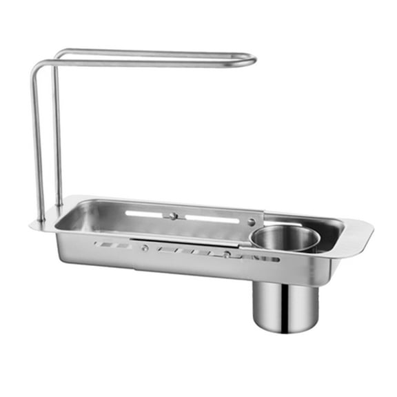 SDFGTstore Multifunctional Over The Sink Storage Rack Stainless Steel Adjustable Shelf for Mess Release Kitchen Space