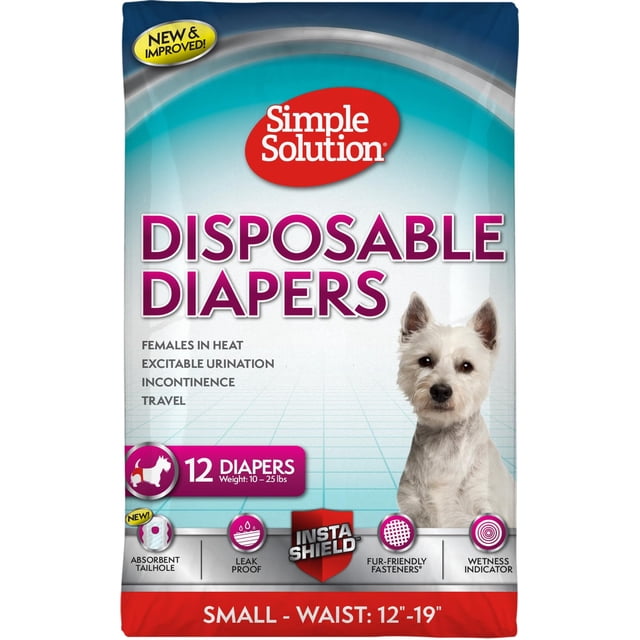 Pañales para perros Simple Solution para mujer, superabsorbentes, tamaño S, 12 — 19 cm