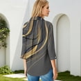 thumbnail image 7 of OIOLOYJM Women's Polo Shirts Geometric Print 3/4 Sleeve V-Neck Golf Shirts Spring Lapel Gym Workout Loose Fit T-Shirt Fashion Comfy Cozy Tunic Tops Dark Gray L, 7 of 7