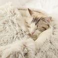 thumbnail image 5 of Cat Bed Round Soft Plush Burrowing Cave Hooded Cat Bed Donut for Dogs & Cats, Faux Fur Cuddler Round Comfortable Self Warming Pet Bed, 5 of 9