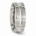 thumbnail image 4 of Solid Stainless Steel Matte Brushed Finish and Grooved Wedding Band Ring Size 11, 4 of 7