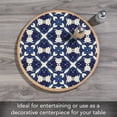 thumbnail image 4 of CounterArt White & Blue Pattern Round Wood Lazy Susan Turntable, 4 of 7