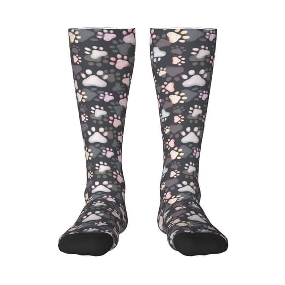 Naloa Colorful Paws Of Dog Knee Socks, High Socks Long Stretchy Sock Women Knee High Stocking, Long Socks for Women
