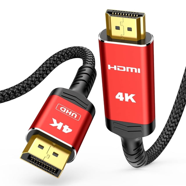 Highwings 4K DisplayPort to , Uni-Directional , 6.6ft DP (Source) to (Display) 1.4 Cable, 4K@30Hz, 2K@60Hz, 1080P Full HD, Braided Cord for , , , Monitor, Projector (Grey)