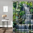 thumbnail image 2 of Orinice Waterfall shower curtain tropical forest leafy plant falling water spring flower lake natural landscape bathroom curtain polyester fabric set 69x72, 2 of 7
