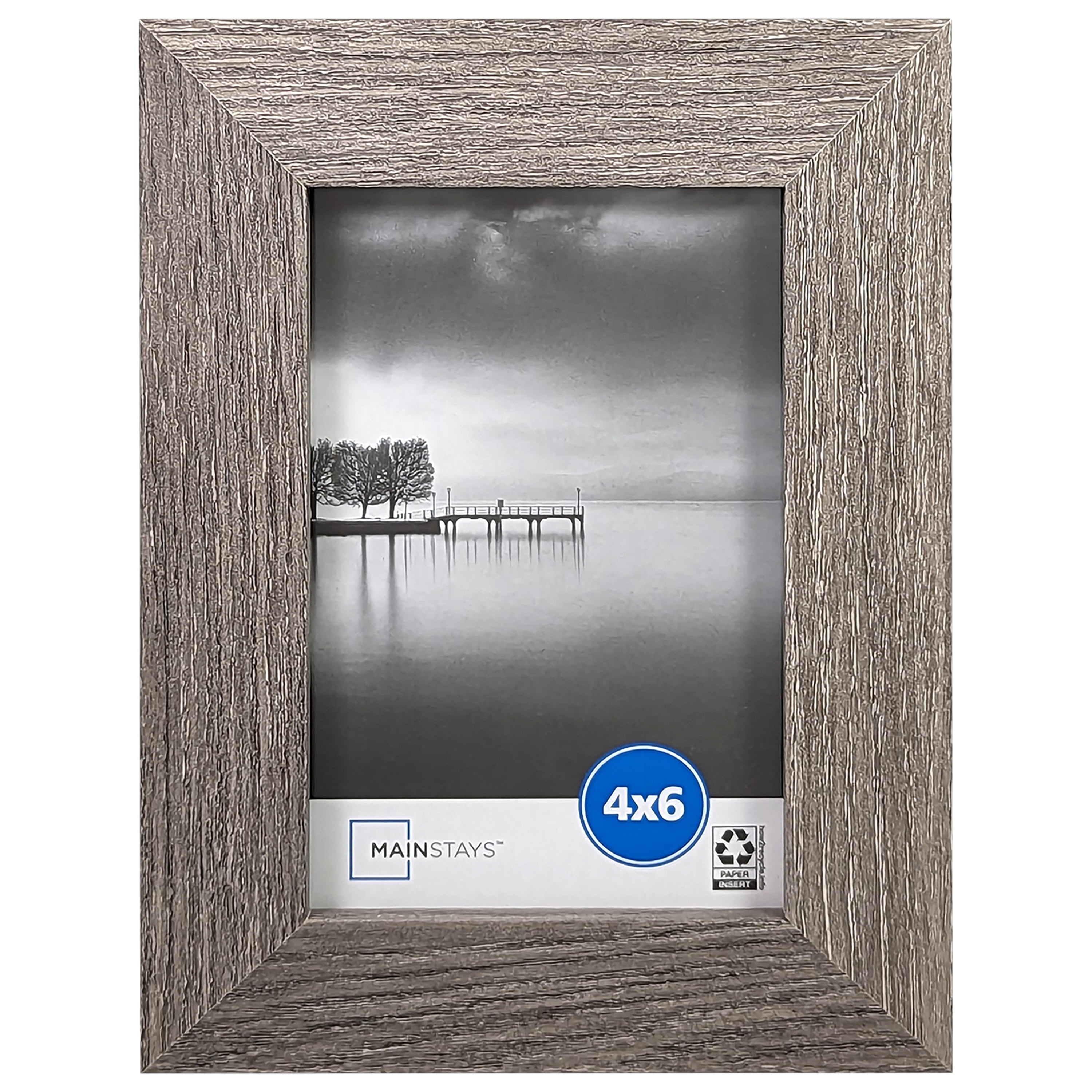 (2 pack) Mainstays 4x6 Wide Beveled Tabletop Picture Frame, Rustic Gray