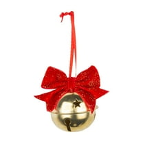 CuiLiyq Christmas Jingle Bell Ornaments with Glittery Bowknot, Gold Metal Bell Hanging Decorations, for Christmas Tree Festive Home and Party Decor