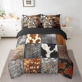 thumbnail image 2 of Manfei Animal Print 7 Pieces Bedding Comforter Set,Geometric Plaid Full Bedding Set Lightweight,Abstract Patchwork Fitted Sheet Flat Sheet,Super Cozy Wildlife Bedroom Decorative,Reversible, 2 of 7