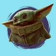 thumbnail image 2 of Girl's Star Wars: The Mandalorian Grogu Circle Halo Graphic Cropped T-Shirt Blue Small, 2 of 3