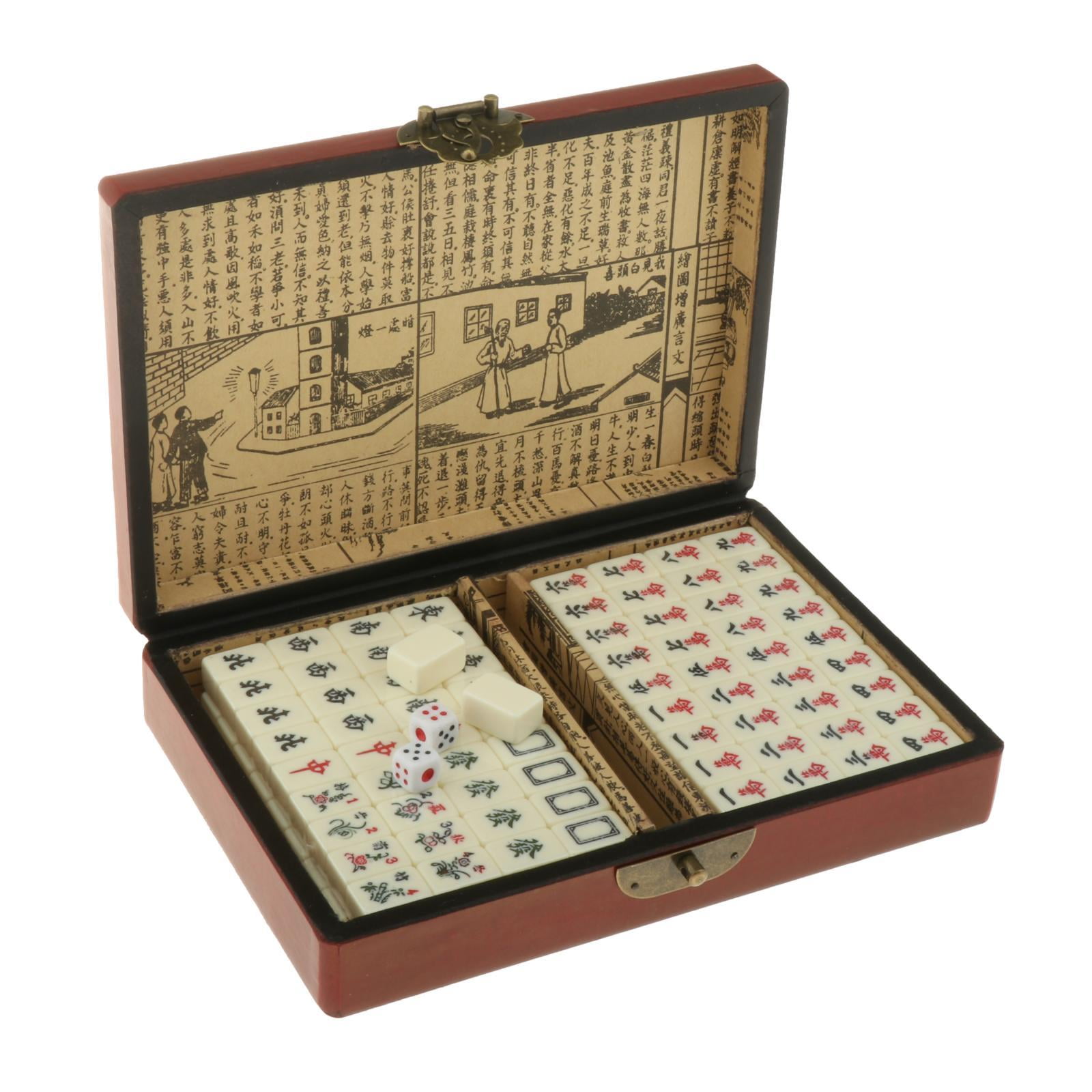 Home Fun Portable Mini Mahjong Chinese Antique Plastic Table Board Game 