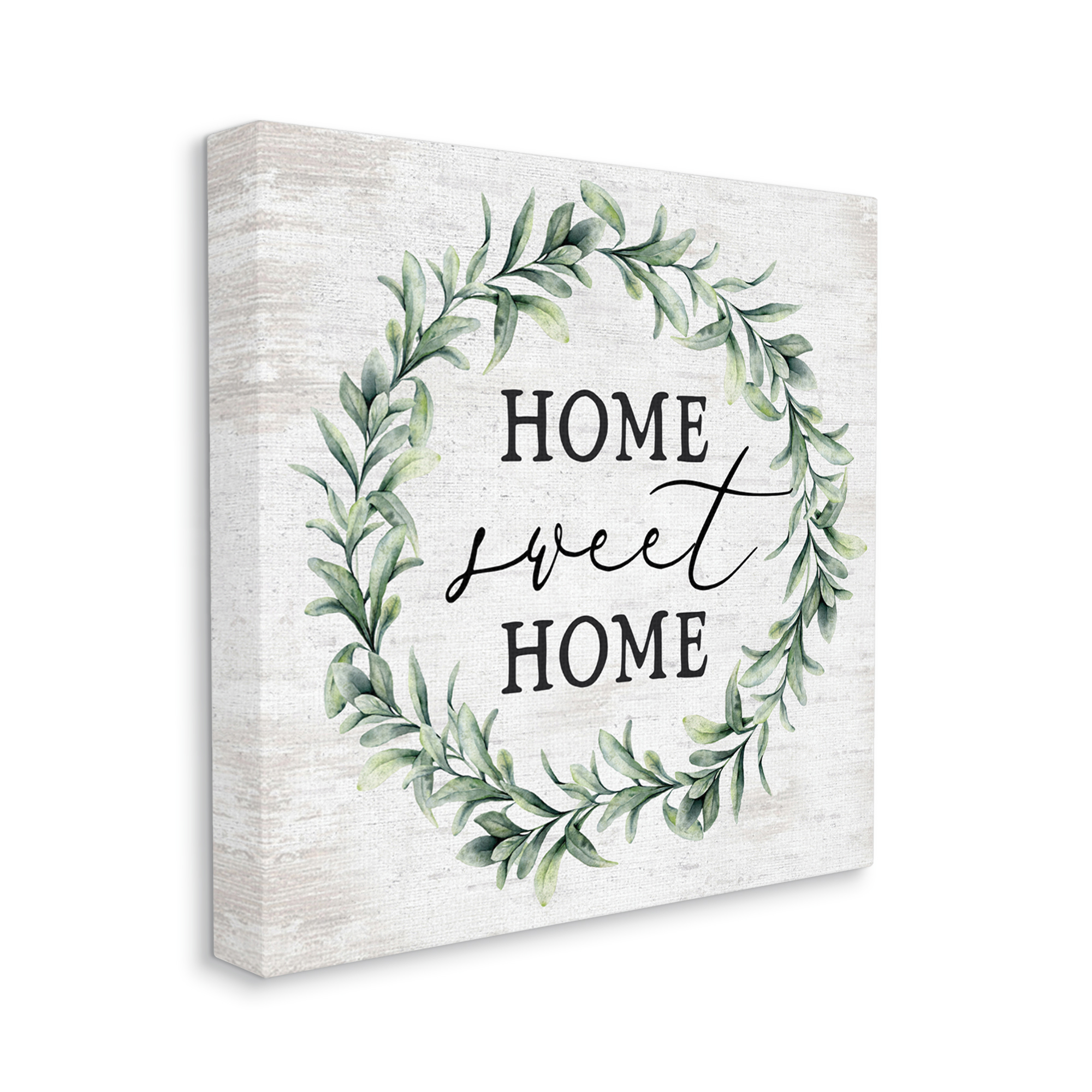 Stupell Industries Home Sweet Home Sentiment Green Botanical Farmhouse Wreath, 36 x 36,Design by Lettered and Lined