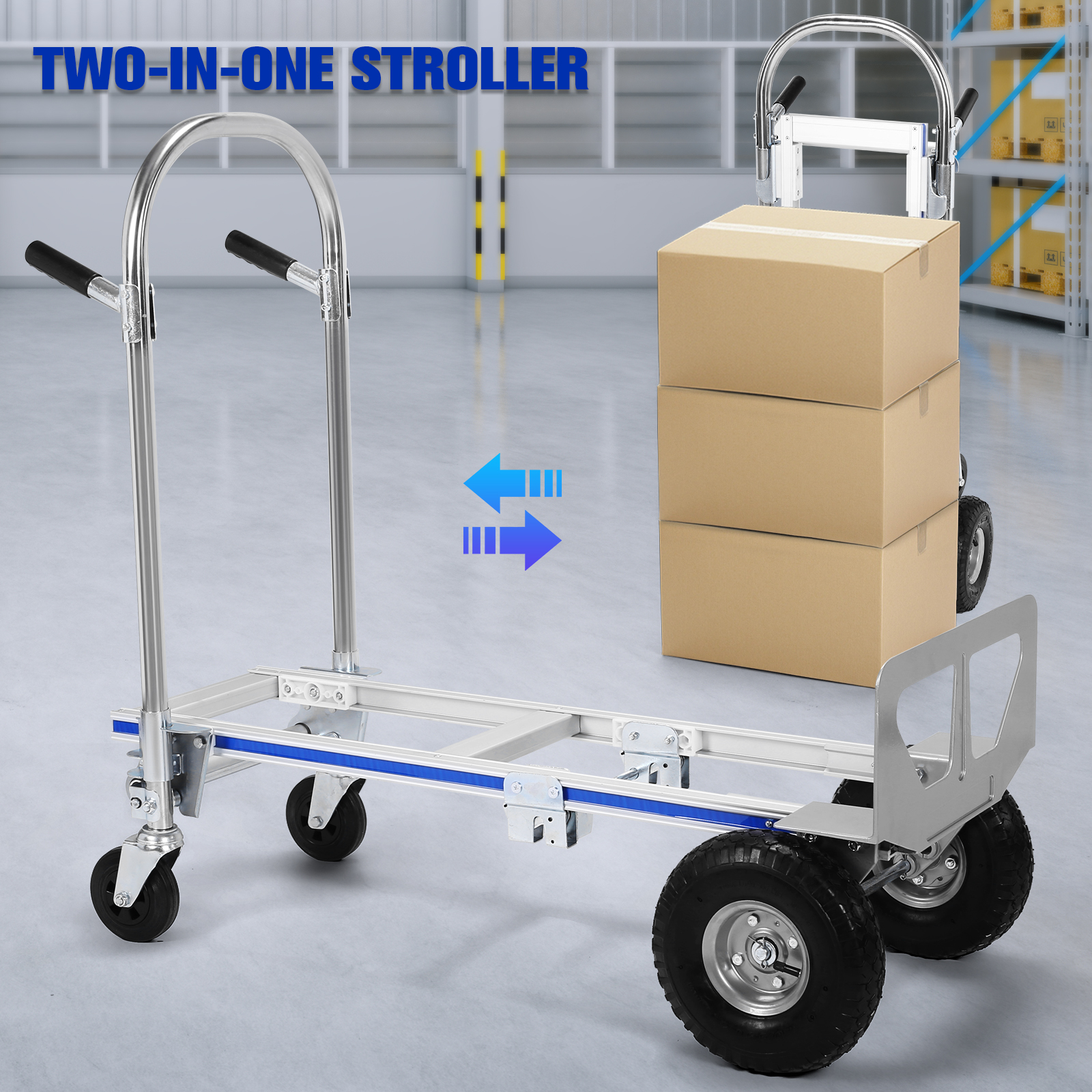 Btidfty 2-in-1 Folding Hand Truck Dolly Cart with Wheels 800LBS Convertible Hand Truck Folding Trolley for Logistics Shopping Home Office Moving
