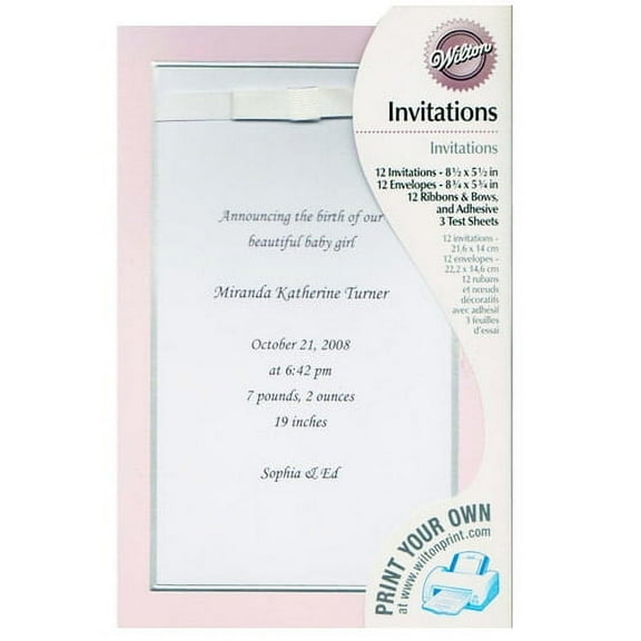 Baby Shower Custom Print Pink Announcement w/ Envelopes (12ct)