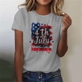 thumbnail image 4 of Sexlip Womens Swimsuit Set 4th of July Flag Print Cover Up Design Crew Neck Short Sleeve Casual Silhouette Lightweight Fabric for Beach Vacations Gray XXXL, 4 of 6