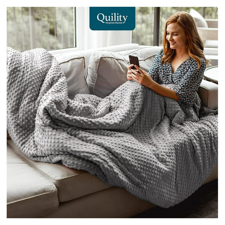 PaFagwy Weighted Blanket for Adults 15 LB King Size Heavy Blanket for Cooling Heating 100 Cotton Big Blanket w Glass Beads Machine Washable Blankets 86 x92