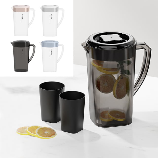 Jiaeri Plastic Clear Water Pitcher with Lid for Cold Drinks,Iced Tea Pitcher for Lemonade,Beverage Dispenser with Spout Filter,Juice Pitcher for Family