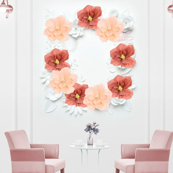 Minkissy 20Pcs 10.4X1.2X1.2in Beige Peach Paper Flowers for Wall and Home Decor