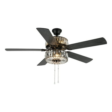 Silver Orchid  5 Blade Glass Caged Ceiling Fan, Oil Rubbed Bronze Pull Chain/Hardwired
