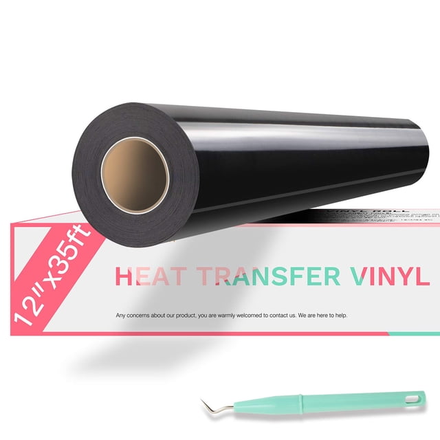Vinilo de transferencia de calor HTVRONT negro de 12 x 35 pies para máquina cortadora