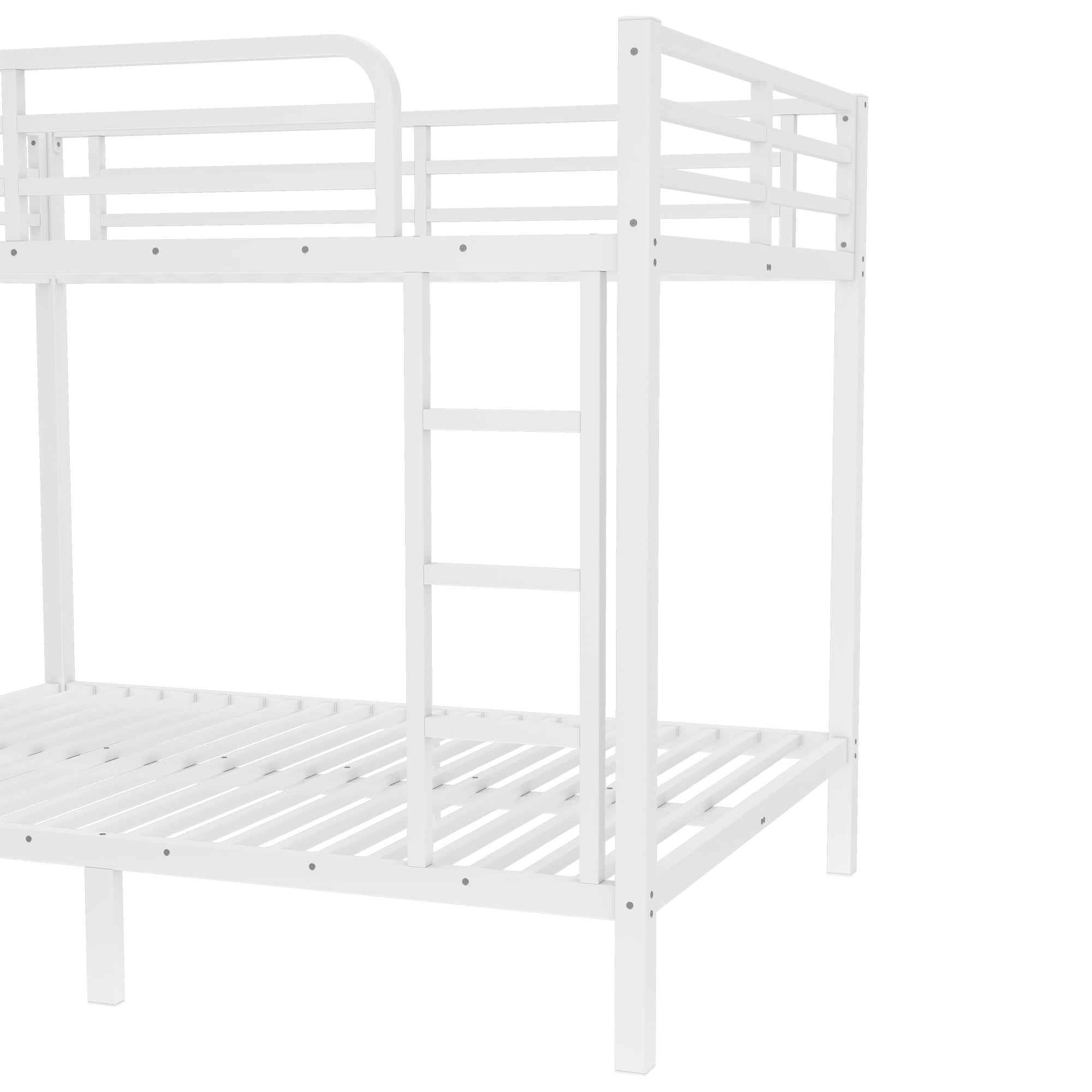 Aukfa Heavy Duty Full over Full Metal Bunk Bed for Kids, Teens and Adults, Space-Saving, White