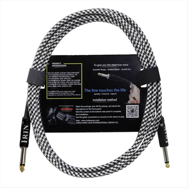 Cable de Guitarra, Cable para Instrumentos Musicales, Cable de Audio para Bajos, Cable con Reducción de Ruido (6 Metros), Color y Negro