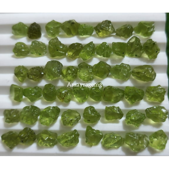 Natural Green Peridot Rough 25 Pcs 8-10 mm Loose Gemstone For Jewelry Making