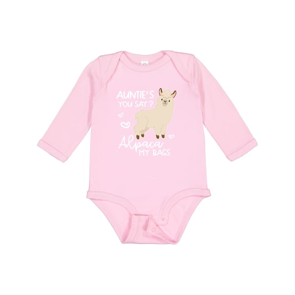 Inktastic Auntie's You Say Alpaca My Bags Boys or Girls Long Sleeve Baby Bodysuit