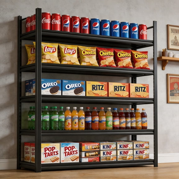 40"W Metal Garage Shelving Unit, 5 Tier Heavy Duty Adjustable Storage Rack, Steel Shelving, 3020 lbs, Industrial Shelves for Heavy Tools & Equipment, Ideal for Garage, Basement, Home, Black, 63"H