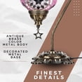 thumbnail image 5 of DEMMEX Authentic Turkish Lamp, Made in Turkey, Turkish Moroccan Mosaic Table Bedside Lamp, 100% Handcrafted, Antique Brass Color Metal Body and Decorated Metal Base, Gooseneck, 15" (Lilac), 5 of 8