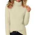 thumbnail image 2 of ylioge S-5X Plus Size Womens Fleece Sweaters Long Sleeve Turtleneck Sweatshirts Ladies Casual Solid Color Stretchy Pullover Knitted Sweater Tops, 2 of 6