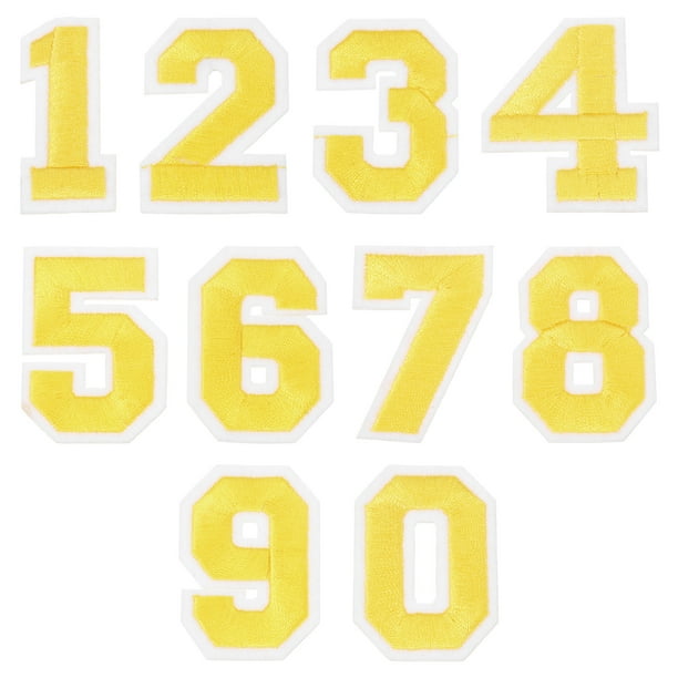 Uxcell 30 Pcs Parches de Números 2" Longitud Número 0-9 Bordados para Ropa, Amarillo