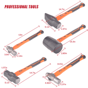 WINMAX AUTOMOTIVE TOOLS 5 Pieces Hammer Set Cross Pein Hammer Ball Pein Hammer Rubber Mallet