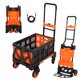 thumbnail image 1 of Portable 2-in-1 folding hand truck dolly con basket, retractable handle, 4 wheels, 330lb capacity - orange para moving & shopping, 1 of 7