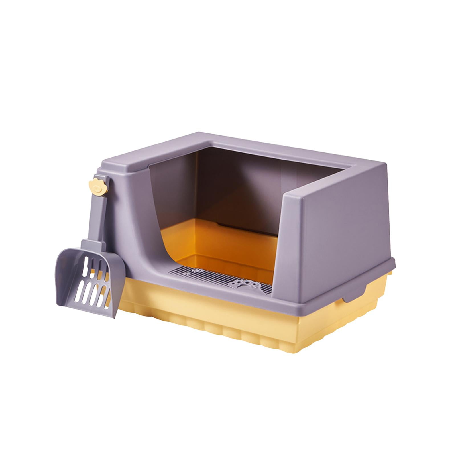 Bvdfgk Cat Litter Box Litter Tray Bottom Detachable Semi Enclosed with Portable Antiing Purple L