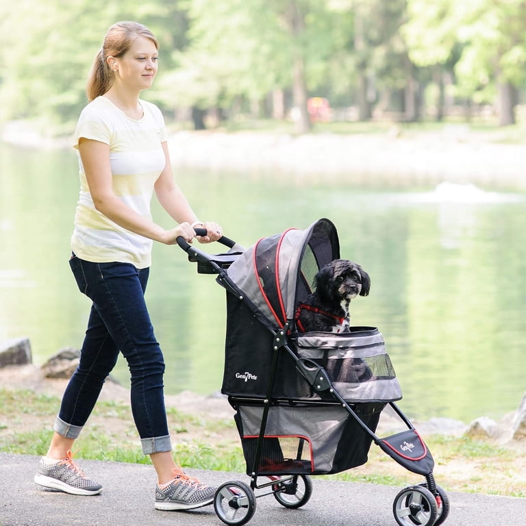 Gen7Pets Regal 4 Wheeled Pet Stroller for Dogs Up to 25 lb, Gray