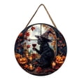 thumbnail image 2 of Bjutir Halloween Door Hanging Decorations Wooden Cat Round Plaque Decoration For Home Holidays, 2 of 9